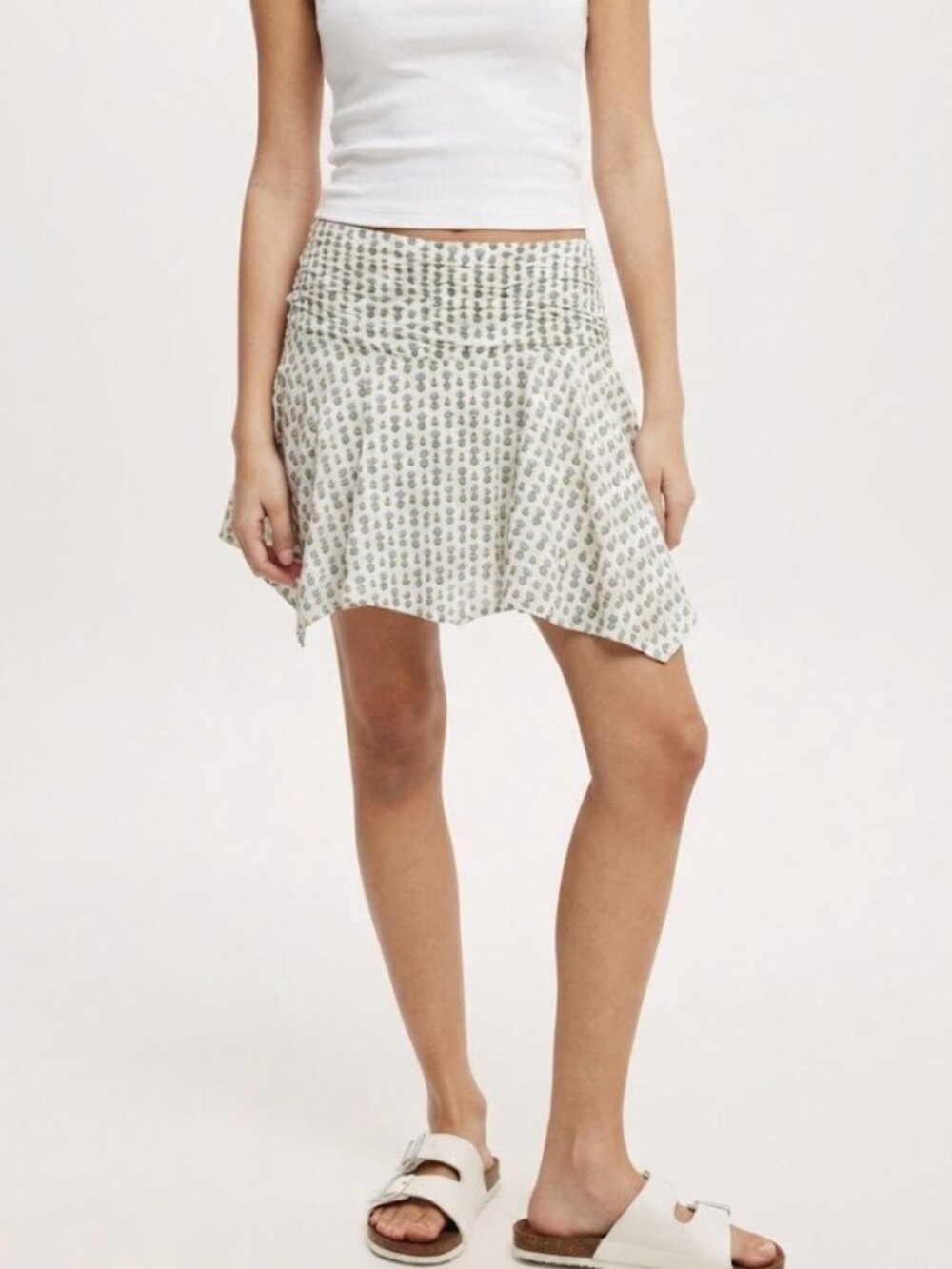 Cotton On Boho Handkerchief Hem Mini Skater Skirt in Floral size Small